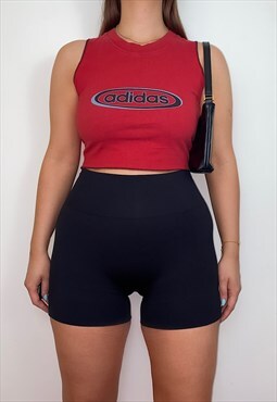 Reworked Adidas Red 90s Tank Crop Top