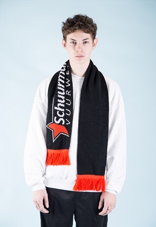 VINTAGE FOOTBALL SCARF BLACK AND ORANGE