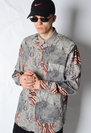 VINTAGE 90S ABSTRACT LONG SLEEVE SHIRT