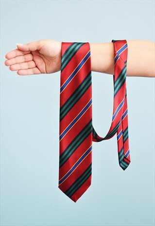 VINTAGE 80'S RETRO STRIPED PATTERN PRINT TIE