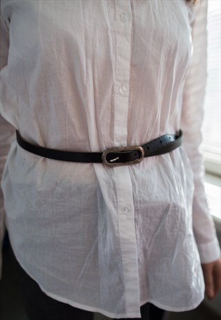 VINTAGE 70'S BLACK LEATHER TINY BELT