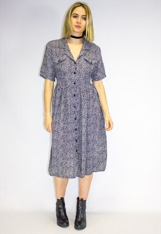 VINTAGE 90'S BUTTON UP MIDI TEA DRESS