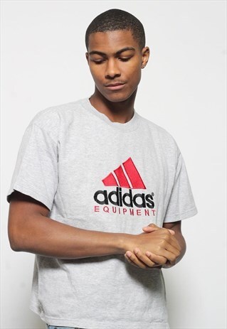 VINTAGE ADIDAS EQUIPMENT BIG LOGO T-SHIRT GREY