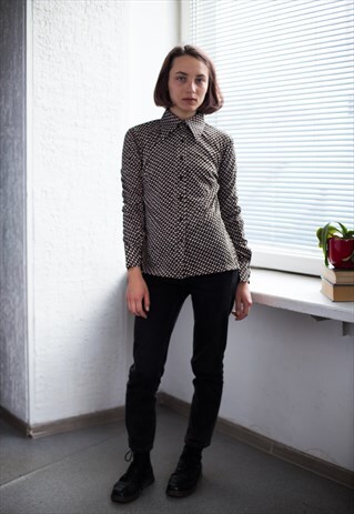 VINTAGE 70'S BROWN PATTERNED SHIRT