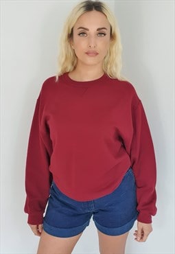 Vintage 90s Plain Burgundy Sweatshirt Unisex