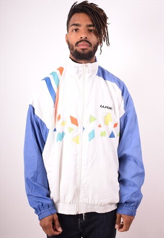 MENS VINTAGE TRACKSUIT TOP JACKET XL MULTI 90S