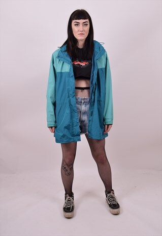 VINTAGE 90'S GREEN SKI WINDBREAKER JACKET FESTIVAL LARGE