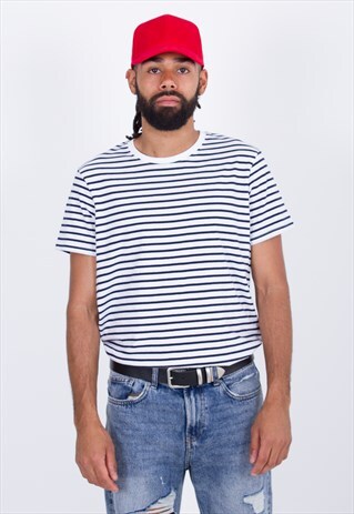 NEW IN - STRIPED WHITE & NAVY TEE