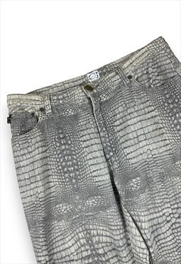 Cavalli Vintage Y2K Grey patterned trousers Button and zip 