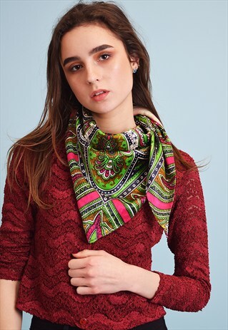 VINTAGE 70'S RETRO BOHO PAISLEY PATTERN SCARF SHAWL