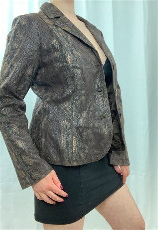 VINTAGE BROWN SNAKE PRINT BLAZER