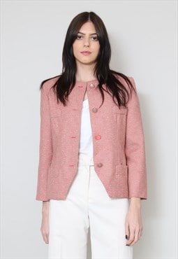 70's Vintage Ladies Jacket Pink Wool Check by Maglio
