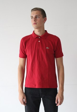 VINTAGE RETRO WHITE RED LACOSTE T-SHIRT POLO TOP