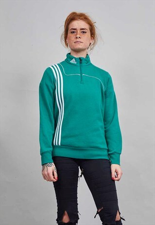 GREEN VINTAGE ZIP UP ADIDAS SWEATER