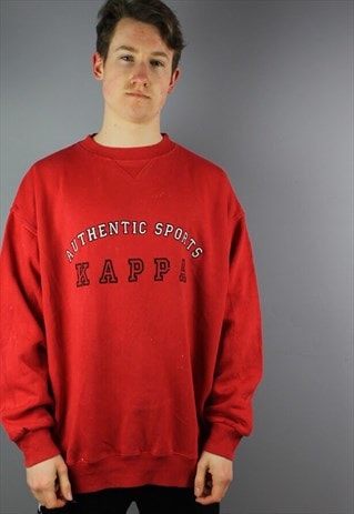 VINTAGE KAPPA SWEATSHIRT IN RED WITH EMBROIDERY