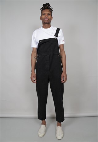 VINTAGE 90'S BLACK DENIM DUNGAREES