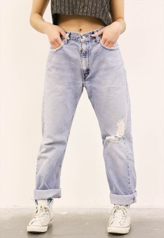 LEVI'S VINTAGE BLUE PAINT 505 MOM JEANS