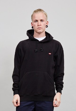 VINTAGE 90'S LEVI'S BLACK HOODED FLEECE SWEATER