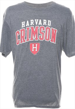 Vintage Grey & Red Harvard Crimson Printed T-shirt - XL