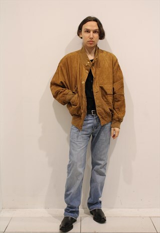 BROWN SUEDE BOMBER JACKET