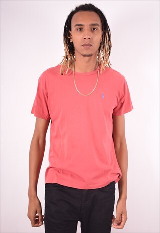 POLO RALPH LAUREN MENS VINTAGE T-SHIRT TOP MEDIUM RED 90S