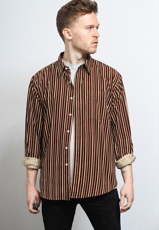 VINTAGE CORDUROY CORD STRIPED SHIRT