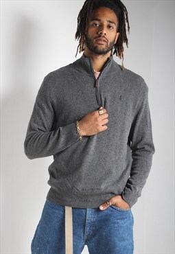 Vintage Ralph Lauren 1/4 Zip Knit Sweatshirt Grey