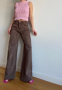 Vintage Wide Leg Brown Denim Trousers