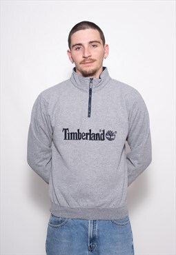 Vintage Timberland Spellout 1/4 Zip Sweatshirt Pullover