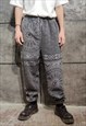 PAISLEY FLEECE JOGGERS HANDMADE FLUFF BANDANA OVERALLS GREY