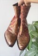 VINTAGE Y2K CROCODILE PATTERN LEATHER POINTED COWBOY BOOTS