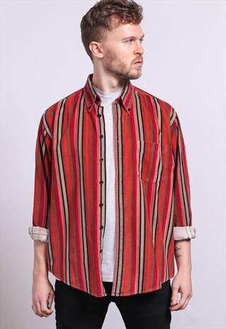 VINTAGE CORDUROY CORD STRIPED SHIRT