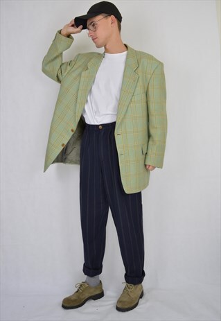VINTAGE CHECKERED RAVE OVERSIZE BLAZER