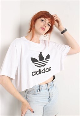 Vintage Adidas Reworked Cropped Top White