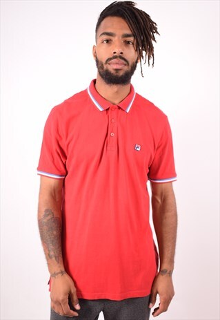FILA MENS VINTAGE POLO SHIRT XXL RED 90S