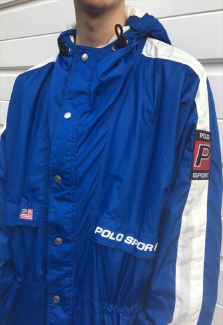 MENS VINTAGE 90S RALPH LAUREN POLO SPORT JACKET IN BLUE
