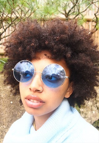 BLUE OVERSIZE ROUND SUNGLASSES