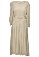 Vintage Grey Embroidered Long Sleeve Dress - L