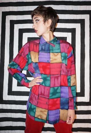 VINTAGE 80'S COLOURFUL CHECKED SHIRT