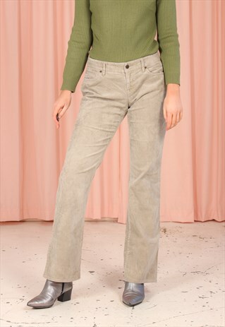 VINTAGE 90S CORDUROY TROUSERS IN BEIGE