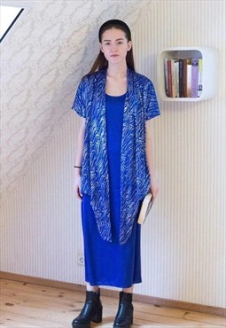 Bright royal blue two layers vintage dress