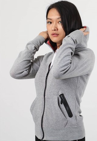 VINTAGE NIKE SMALL GREY ZIPPED UTILITY HOODIE