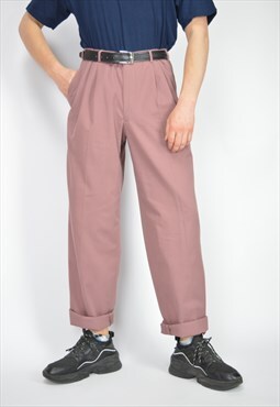 Vintage pink classic straight suit trousers