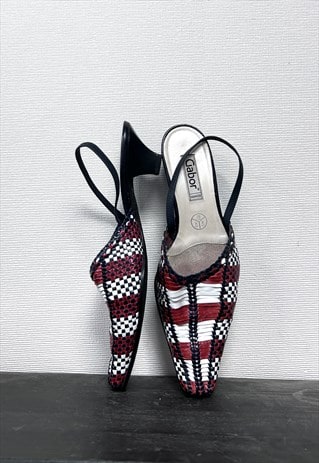 80s Woven Pointy Toe Slingback UK6