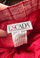 VINTAGE 70'S RED CHECKED PLEATED MIDI ESCADA SKIRT