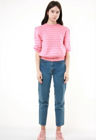 90S VINTAGE KNITTED WOOL CROP TOP JUMPER 311