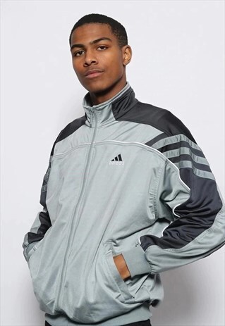 VINTAGE ADIDAS LOGO TRACK JACKET GREY
