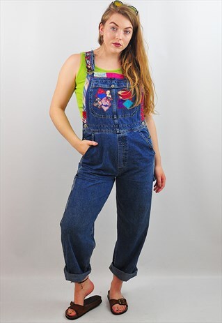 VINTAGE 90S RARE LEE PATCHWORK CIRCLE OF WOMEN DUNGAREES
