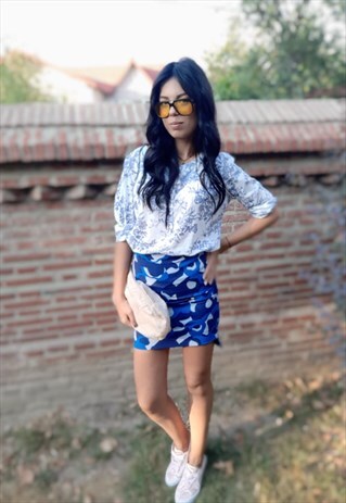 MINI CAMOUFLAGE BLUE SKIRT