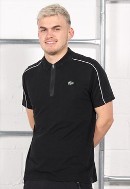 Vintage Lacoste Polo Shirt in Black Short Sleeve Top Medium